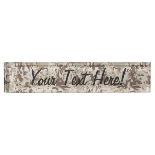 Duurzame stijl Digitale Camouflage Beige Decor Naambordje