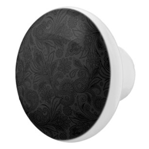 Duw zwarte flora  Paisley Pattern Keramische Knop