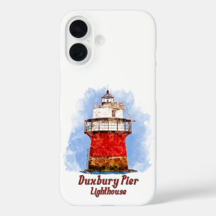Duxbury Pier Lighthouse Waterverf - Massachusetts iPhone 16 Hoesje