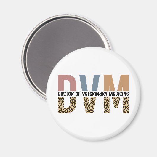 DVM Doctor in de diergeneeskunde, Leopard Print Magneet (Voorkant / Achterkant)