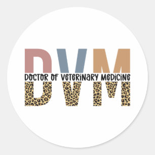 DVM Doctor in de diergeneeskunde, Leopard Print Ronde Sticker