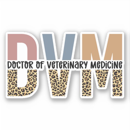 DVM Doctor in de diergeneeskunde, Leopard Print Sticker (Voorkant)