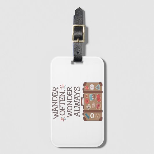 Dwaal vaak af, vraag altijd reiscitaat bagagelabel (Voorkant (verticaal))