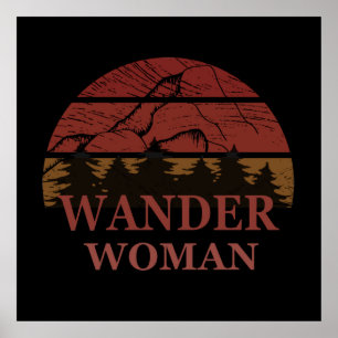 Dwaal wandeltocht camping vrouw  poster