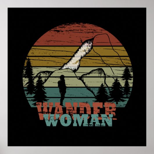 Dwaal wandeltocht camping vrouw  poster (Voorkant)