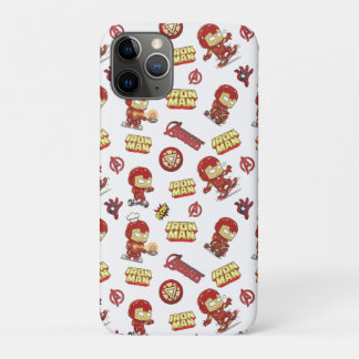 Dwaas Chibi Iron Man Naadloos Patroon - Superheld  iPhone 11 Pro Hoesje
