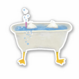 Dwaas eendje dat snorkelt in een badkuip sticker