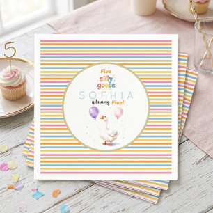 Dwaas Gans 5e Verjaardag Pastel Gestreepte papier Servet