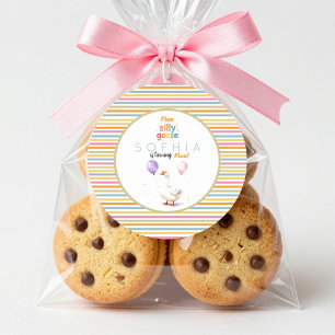 Dwaas Gans 5e Verjaardag Pastel Gestreepte Ronde Sticker
