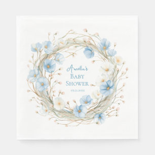 Dwaas Gans Blauwe Lint & Bes Baby Shower Servet
