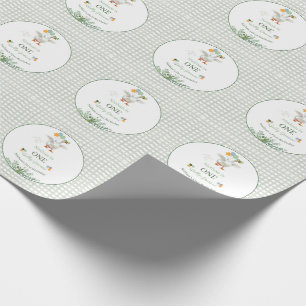Dwaas Gans Eerste Verjaardag Groen Cadeaupapier