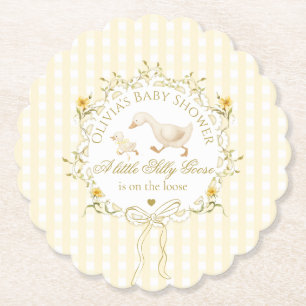 Dwaas Gans Geslacht neutrale Gele Baby Shower Kartonnen Onderzetters