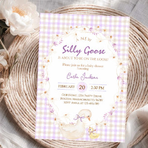 Dwaas Gans Gingham Eend Meisje Baby Shower Kaart