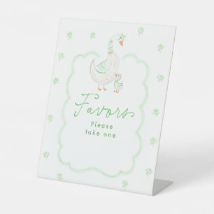 Dwaas Gans Groene Baby Shower Favor Tablebord Reclamebord Met Voetstuk