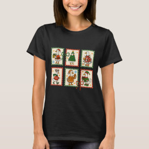 Dwaas Gans Kerstman Kerst Stempel Schattig Vrolijk T-shirt