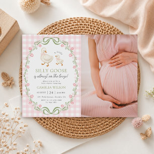 Dwaas Gans Roze Baby Meisje Shower Foto Kaart