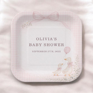 Dwaas Gans Roze Baby Shower Feest Papieren Bordje