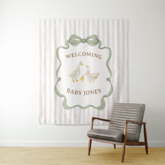 Dwaas Gans Roze Baby Shower Vlag Wandkleed