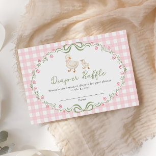 Dwaas Gans Roze Bloemachtige Baby Shower Luier Raf Informatiekaartje