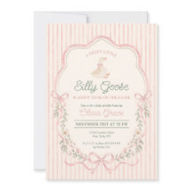 Dwaas Gans Roze Bloemige Baby Shower Uitnodiging