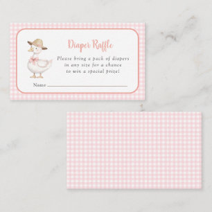 Dwaas Gans Roze geruite babyshower luier raffle Informatiekaartje