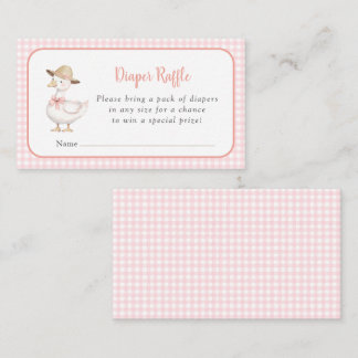 Dwaas Gans Roze geruite babyshower luier raffle Informatiekaartje