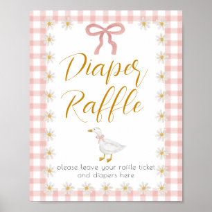 Dwaas Gans Roze Gingham Luierrafflekaart Poster