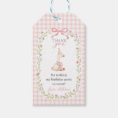 Dwaas Gans Roze Gingham meisje Verjaardag Cadeaubi Cadeaulabel (Voorkant)