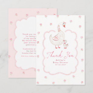 Dwaas Gans Roze Schattig Whimsical Dank Je Bedankkaart