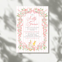 Dwaas Gans Roze Strik Bloemrozen Baby Shower