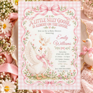 Dwaas Gans Roze Strik Coquette Baby Shower Kaart