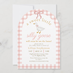Dwaas Gans Roze Strik Gingham Baby Shower Boog Kaart