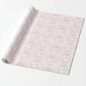 Dwaas Gans Roze Strik Whimsisch Preppy Gingham Cadeaupapier (Uitgerold)