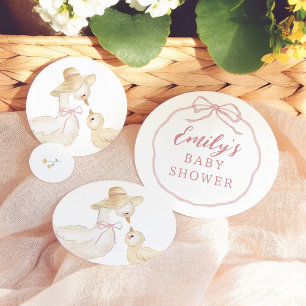 Dwaas Gans Roze Strik Wilde Bloem Baby Shower Confetti