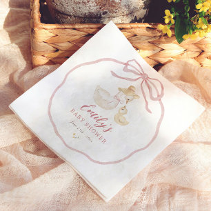 Dwaas Gans Roze Strik Wilde Bloem Baby Shower Servet