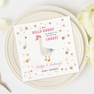 Dwaas Gans Roze Waterverf Meisjes Baby Shower Servet
