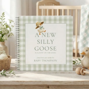 Dwaas Gans Salie Gingham Baby Shower Gastboek Notitieboek