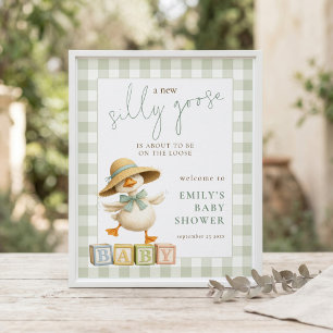 Dwaas Gans Salie Gingham Welkom bij Baby Shower Poster