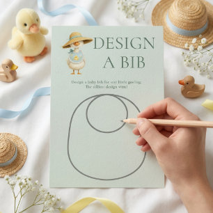 Dwaas Gans Teal Ontwerp Bib Baby Shower Spelkaart Kaart
