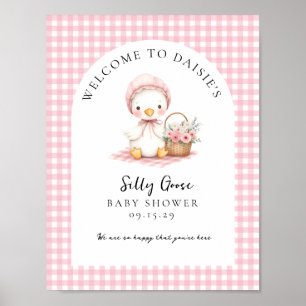 Dwaas Gans Watercolor Meisje Baby Shower Welkom Poster