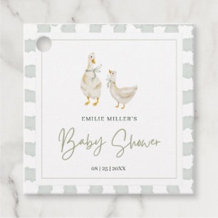 Dwaas Gansje Baby Borrel Geslacht Neutraal Gingham Bedankjes Labels