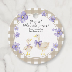 Dwaas Gansje Baby Shower Pop het! Als ze knalt Bedankjes Labels