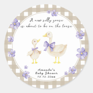 Dwaas Gansje Baby Shower Ronde Sticker