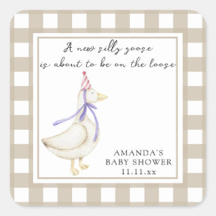 Dwaas Gansje Baby Shower Vierkante Sticker
