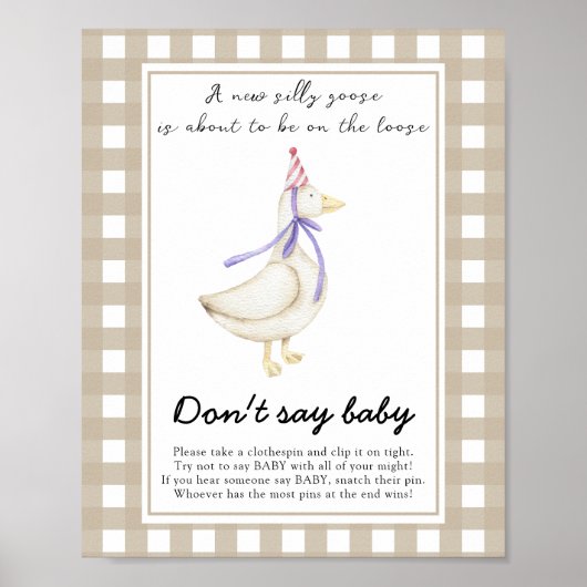 Dwaas Gansje Baby Shower - Zeg niet baby Poster (Voorkant)