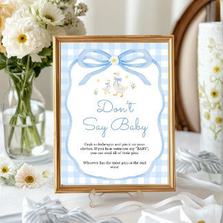Dwaas Gansje Babyborrel | Niet Zeggen Baby Tafelbo Poster