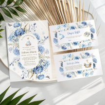 Dwaas Gansje Blauw Bloemengingham Baby Shower