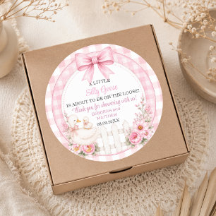 Dwaas Gansje Dank Je Cottagecore Baby Shower Ronde Sticker