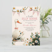 Dwaas Gansje Roze Meisje Baby Shower Kaart (Staand voorkant)