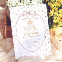 Dwaas Gansje Roze Strik Wilde Bloem Baby Shower